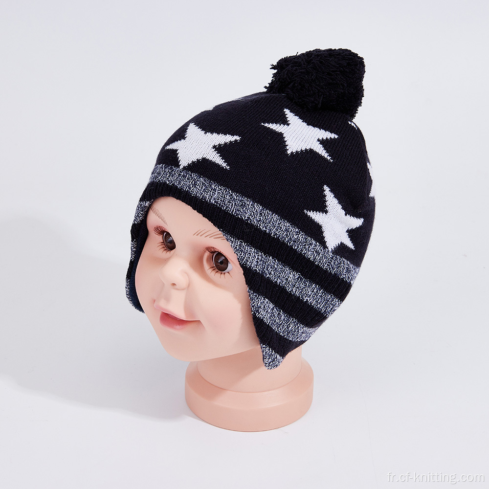 Chapeau de bonnet tricot à double couche à double couche à double couche pour enfants et hiver