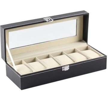 6-Grid PU Leather Watch Box: A Stylish Organizer for Quartz Watches and Jewelry