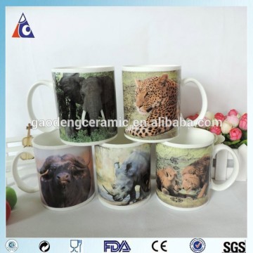 Wholesale 11oz ceramic milk mug with animal pattern