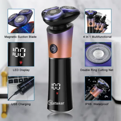 Hatteker HT-903 Beard Trimmer: Waterproof Electric Razor for Facial and Body Grooming
