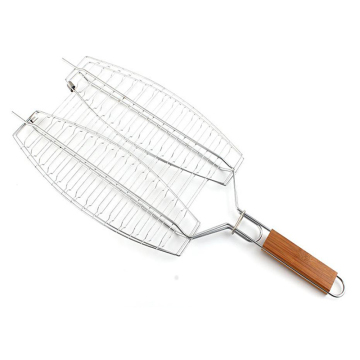 Ahşap saplı barbekü balık rafı