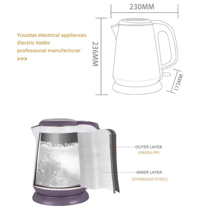 Custom Guangdong KitchenAid Stainless Steel Electric Kettle with 1.8 Liter Capacity