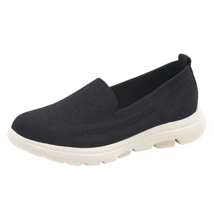 Comfortable Breathable Hotsale Anti-Slip Round Toe Flat Shoes for Middle-Aged and Elderly Women