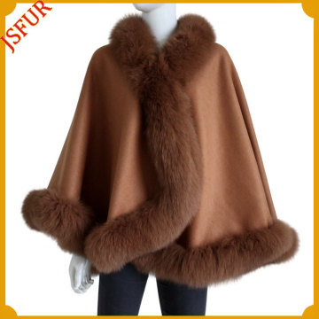 2016 New Cape With Genuine Fox Fur Pashmina Shawl