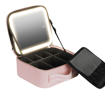 Waterproof Large Capacity Desktop Cosmetic Storage Box with Mirror, LED Light, and Beauty Case - Ultimate Make-Up Bag Solution