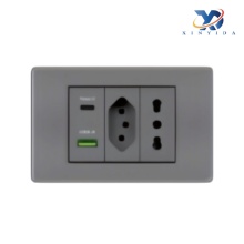 מתג קיר USB עם שקע ברזילאי ואיטלקי