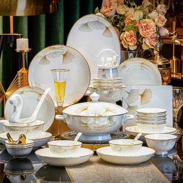 Nordic Glazed Gold Rim Bone China Dishes