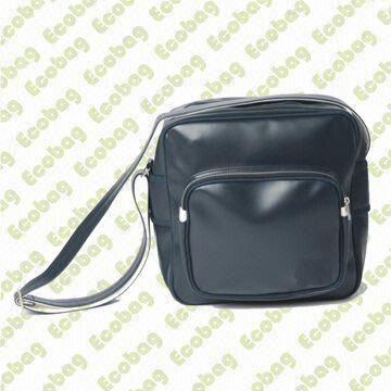Navy Blue PVC Shoulder Flight Bag