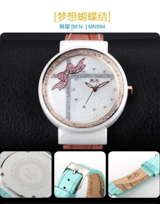 Torso Korea m:n: ladies watches 2015 MN994PK Ceramic Elements Diamond Luxury Dress Watches for Lady