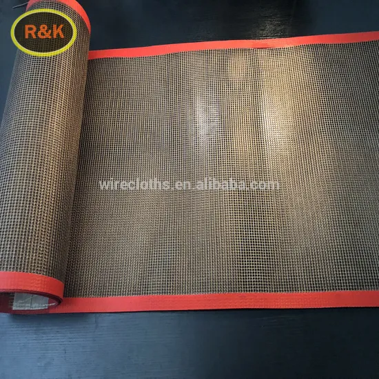 Food grade Teflon fiberglass material conveyor belt black color with red edge