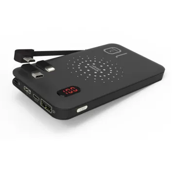 Wireless power bank charger 8000mah mobile power bank with built in charging cable for android and iphone
