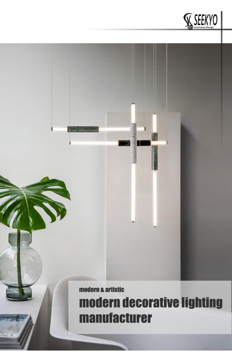 Nordic Marble LED tube pendant lamp is a modern and stylish lighting