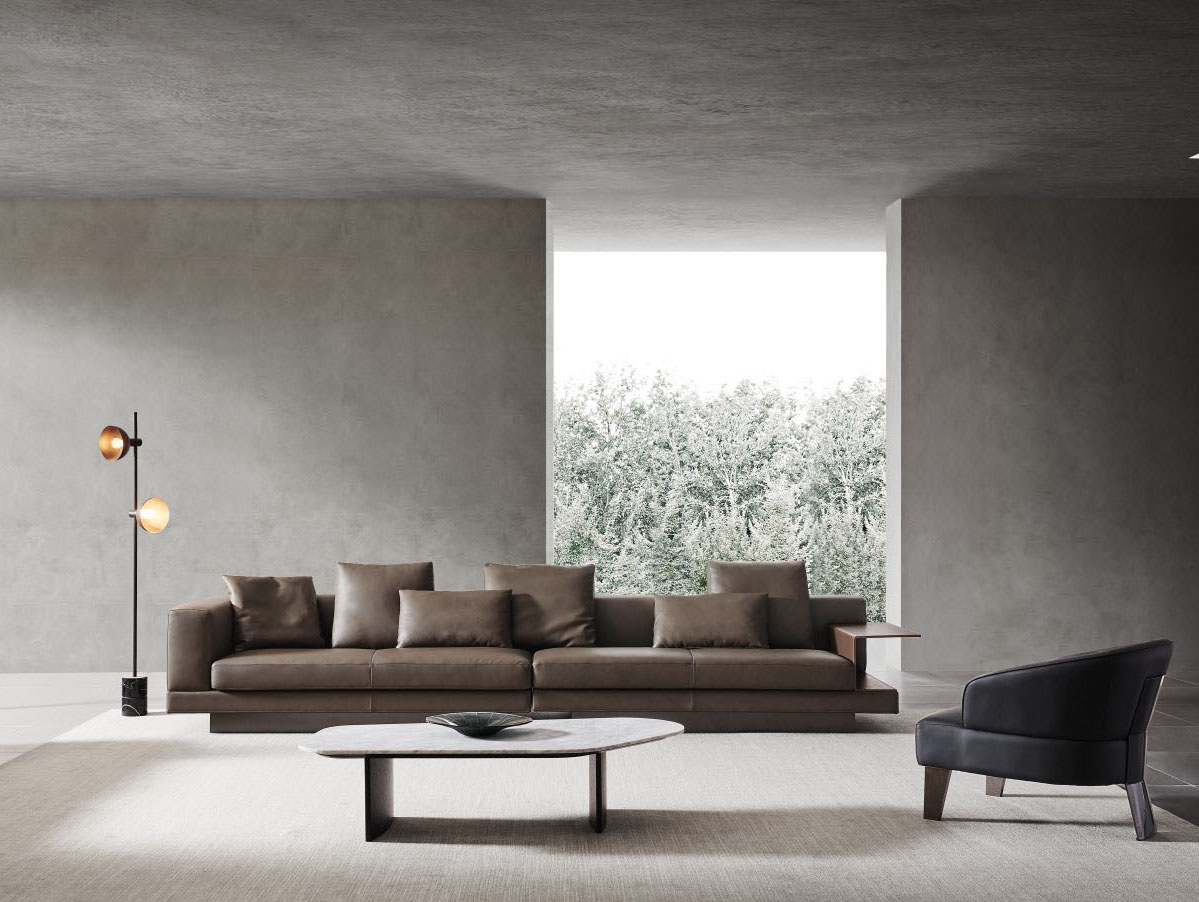 Italian Minimalist First Layer Cowhide Modern Living Room Sofa