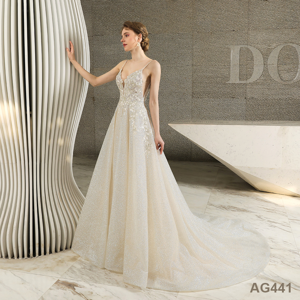 Luxury Crystal Ball Gown Wedding Dress For Women