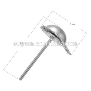 15*6mm White k plated new design earring findings ear stick