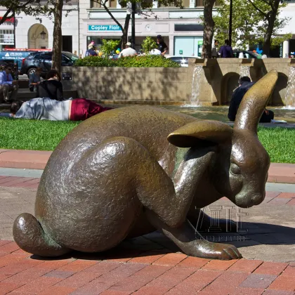 Hot Casting Lovely Bronze Animal Sculpture Copper Brass Peter Rabbit Statue