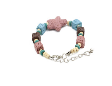 cheap fashion women jewelry bohemian style star shaped lava stone beads bracelets
