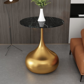 Luxury Golden Stainless Steel Coffee Table with Marble End Table for Living Room