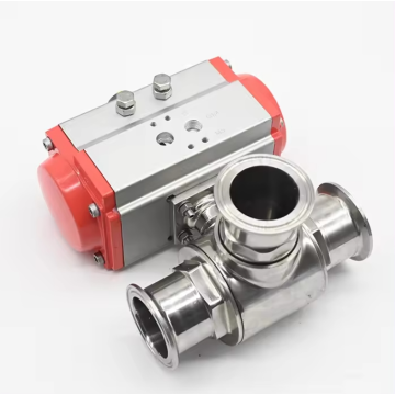 Double Action Sanitary 3way Pneumatic Ball Valve