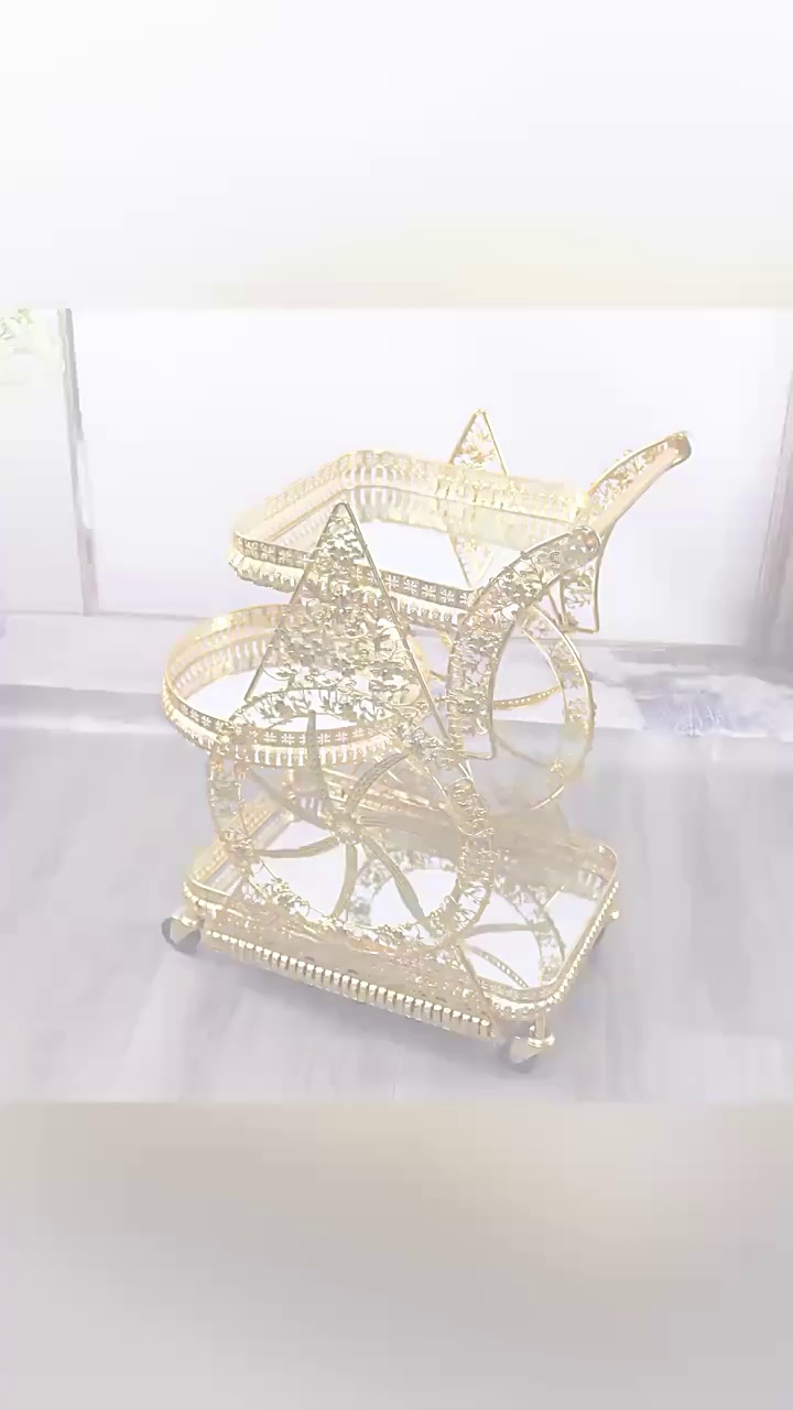 Luxury Push Food Cart with Golden Design for Commercial Kitchens