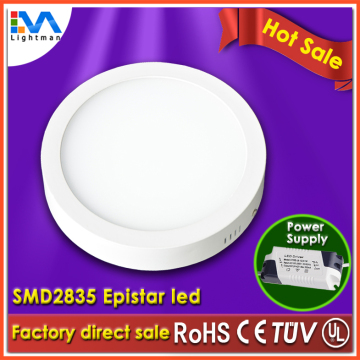 Building Ceiling Lighting New Design White Frame 90LM/W Surface Mounted Round LED Panel