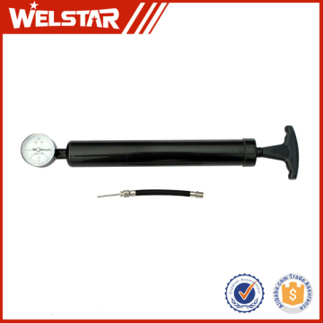 Good Quality plastic inflating Ball air Pump with gas-pressure meter
