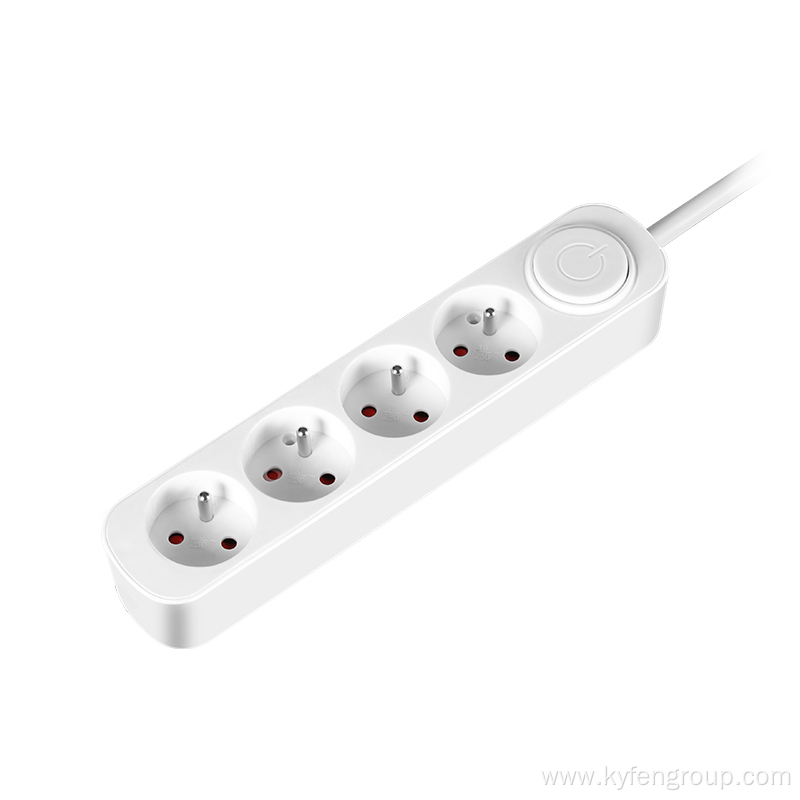 France 4-socket power strip with button