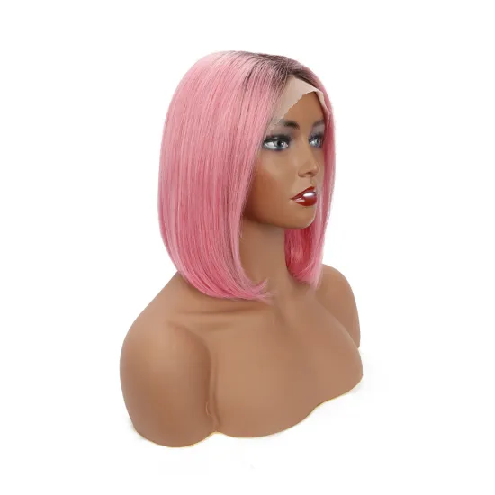 1b/Hot Pink Color Swiss Lace Transparent HD Front Bob Wig 1B 613 Blonde Pink Blue Gray Hot Pink Neon Purple Ombre Wig Human Hair