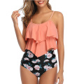 Ruffled Flounce Top with High Waisted Bottom Swimsuit