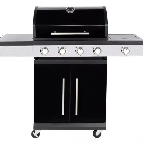 4+1 Burner Garden Patio Cooking Protected Cover and Bottle Opener BBQ Grill Set