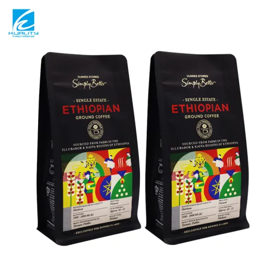 Customized 5lb Flat Bottom Gusset Coffee Tea Packaging Bags with Valve and Zipper