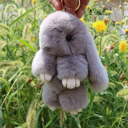 Rex Rabbit Fur Keychain Bunny Toy Doll For Bag Cute PomPom Rabbit Keychain