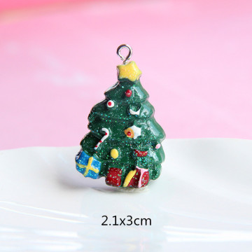 Glitter flat resin pendant christmas tree charm