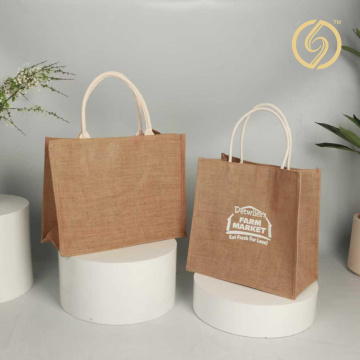 Trendy Natural Burlap Shopping Bag