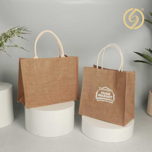 Trendy Natural Burlap Shopping Bag
