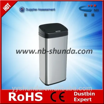 kitchen furniture Europe advertising squared trash can modern intelligent trash can with lid galvanized steel trash can