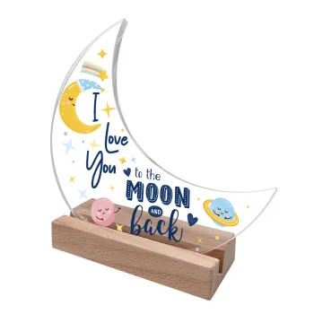 Custom Moon-Shaped Acrylic Desk Decorations with Wood Bases: OEM & ODM Options