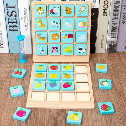 Memory and Skill Development: The Kids' Wooden Chess Matching Block Puzzle Push Toy for Instant Memory Improvement