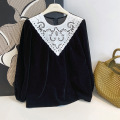 women's autumn french court style lace top