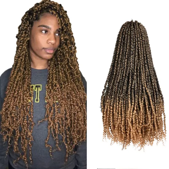 Hot Selling Ombre Brown Black Long Pre-Twisted Spring Bomb Braids Bulk Passion Twist Crochet Braiding Synthetic Hair Extensions