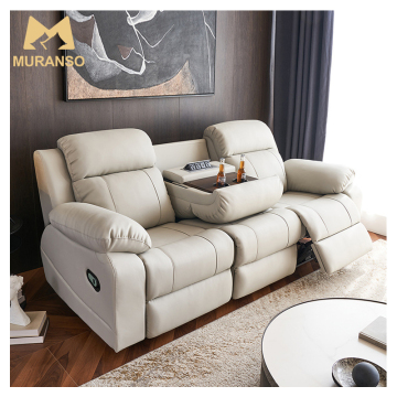 Modern Leather Electric Recliner Sofa with Cup Holder