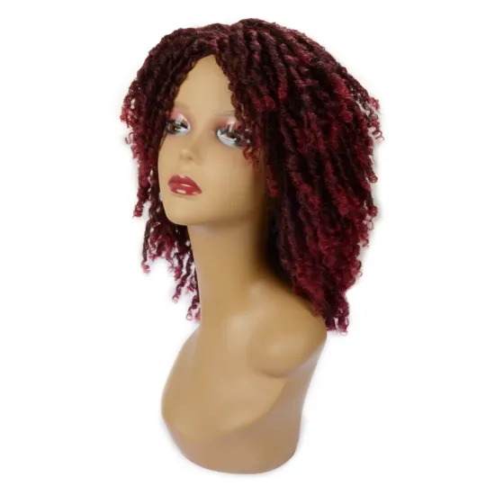 Factory Cheap Ruby Ombre Dread Lock wig 10 inch Synthetic Replaced wig Synthetic Cosplay Wig For men