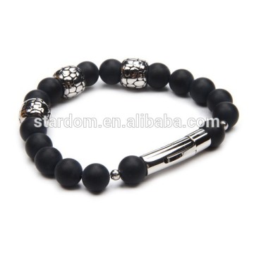 Magnetic Matt Agate Beaded Bracelet for Men's Jewelry