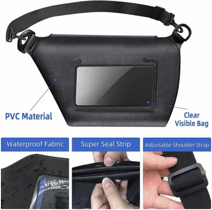 OEM Custom Logo Running Hiking Cycling Fanny Pack - Black Waterproof Waist Bag