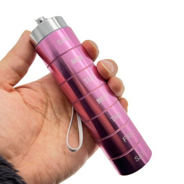 Portable Multi-Grid Aluminum Alloy Detachable Medicine Bottle for Outdoor Use