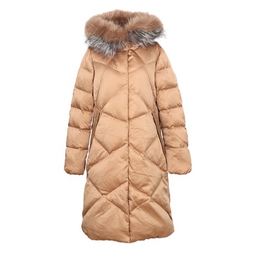Long Duck Down Padding Casual Jackets With Removable False Hair Collar