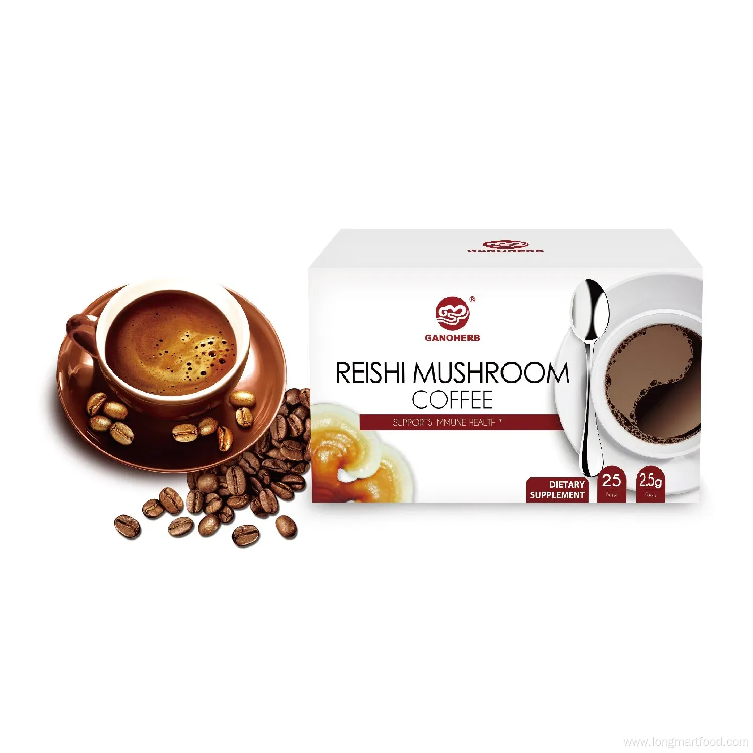 OEM Reishi Mushroom Ganoderma Black Instant Coffee 2 in 1