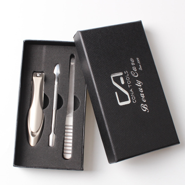 Heißer Verkauf aus Edelstahlnagelschneidemaschinen und Datei Nuthunus Pusher 3-PC-Maniküre-Pediküre-Set