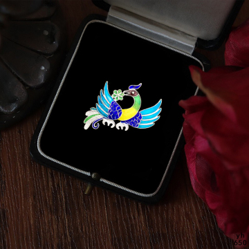 Enamel Phoenix Sterling Silver Brooch