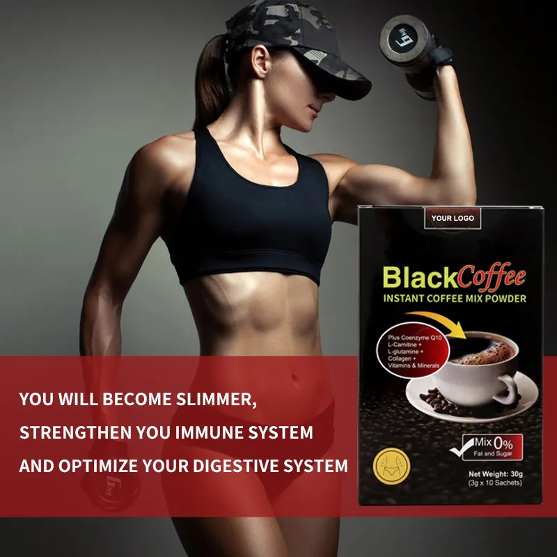 Private Label Natural Ingredient Sugar Free Fat Burn Instant Coffee Powder Weight Loss Slimming Black Coffee Powder